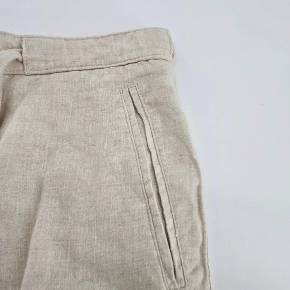 Tasso Elba Mens Linen Casual Trousers Khaki Pants Size 33x32 Summer Coastal Boho